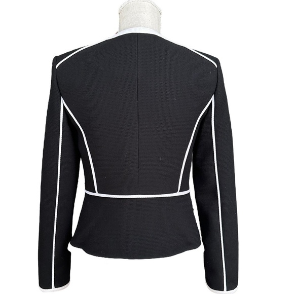 Calvin Klein Women's Front Zip Black & White Color Block Business Jacket‎ Size 4 - Picture 5 of 15